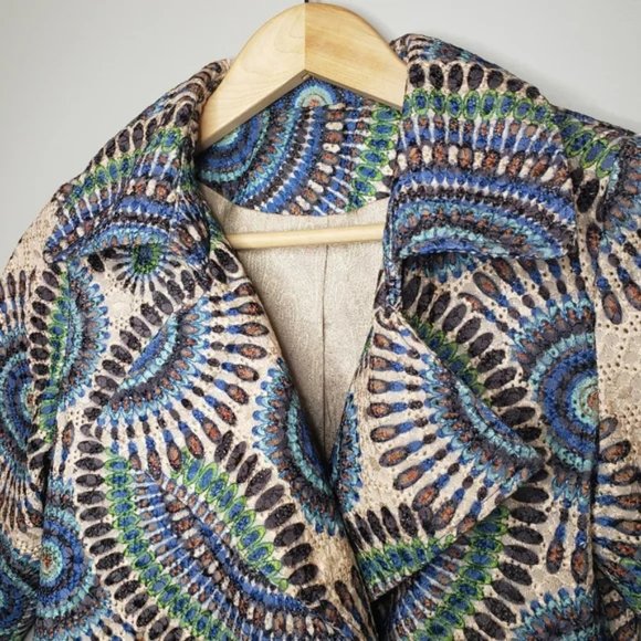 Mandala Multicolored Peacoat Intricate Colorful Eyelet Lace Fully Lined Size XS* - Picture 3 of 7